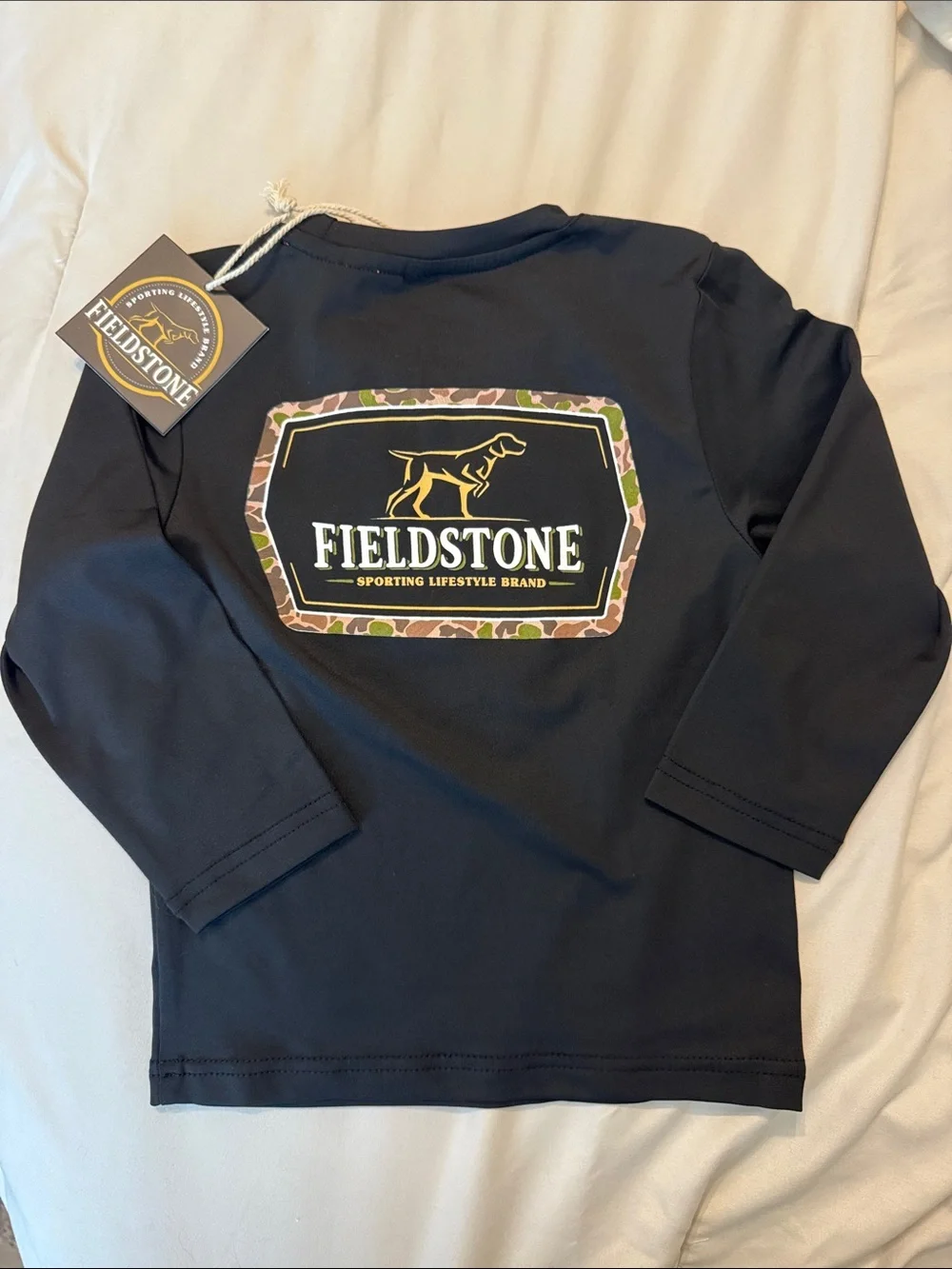 Fieldstone Boys' Black Long-Sleeve Pocket Tee